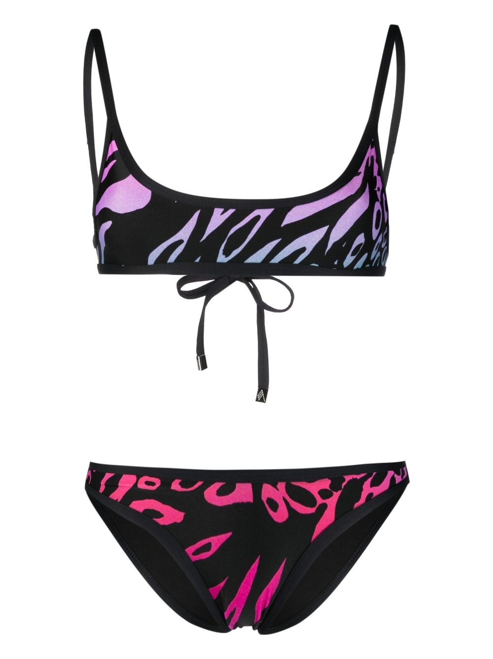 The Attico gradient animal print bikini - Black von The Attico