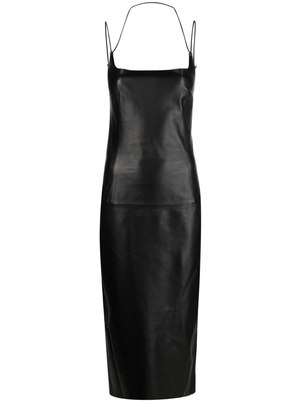 The Attico halterneck leather midi dress - Black von The Attico