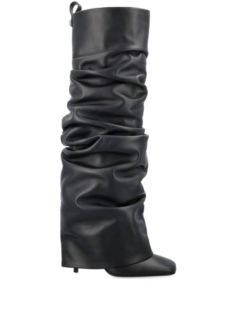 The Attico layered knee-high leather boots - Black von The Attico