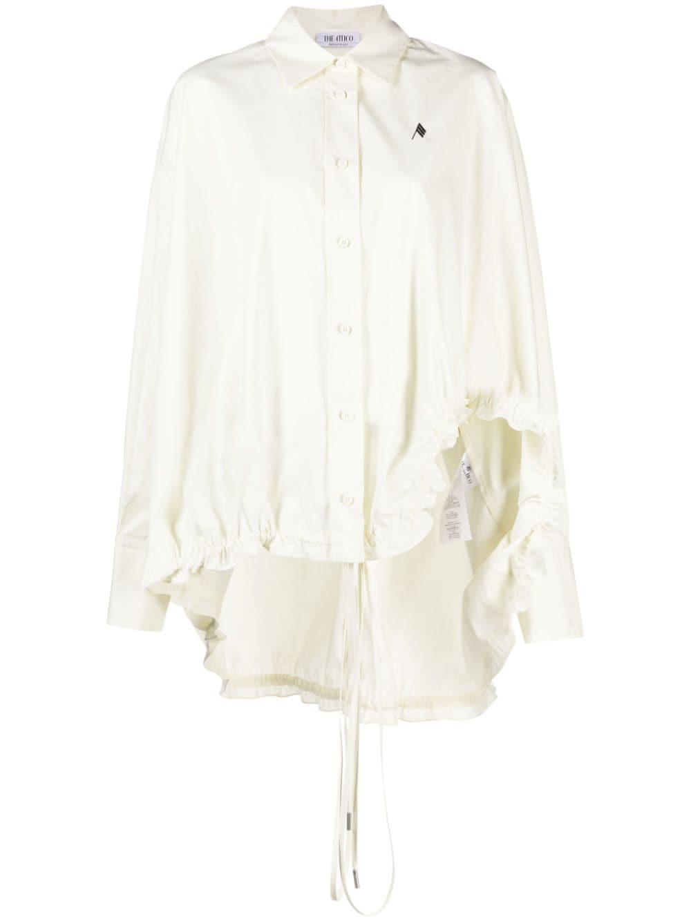 The Attico logo-embroidered asymmetric cotton shirt - Neutrals von The Attico