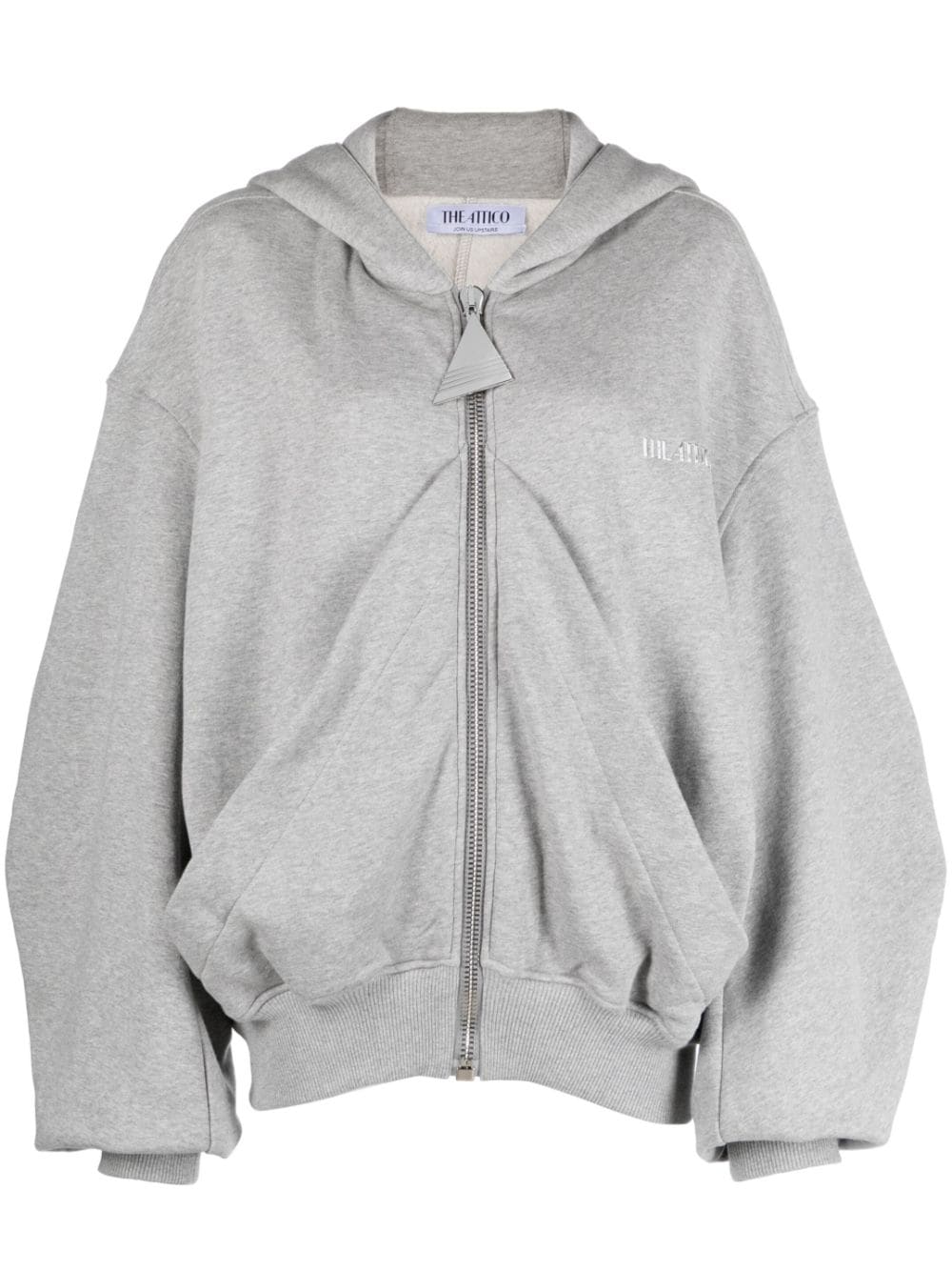 The Attico logo-embroidered draped cotton hoodie - Grey von The Attico