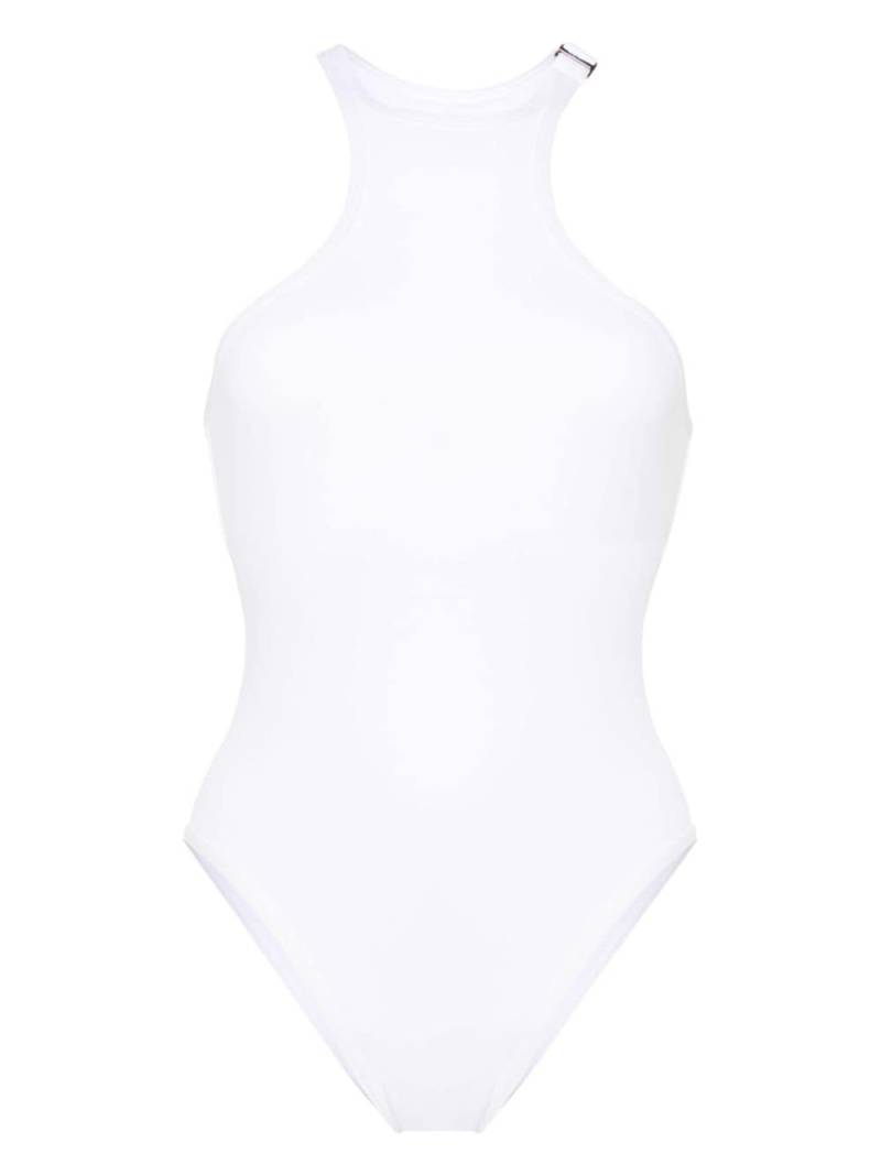 The Attico logo-plaque swimsuit - White von The Attico