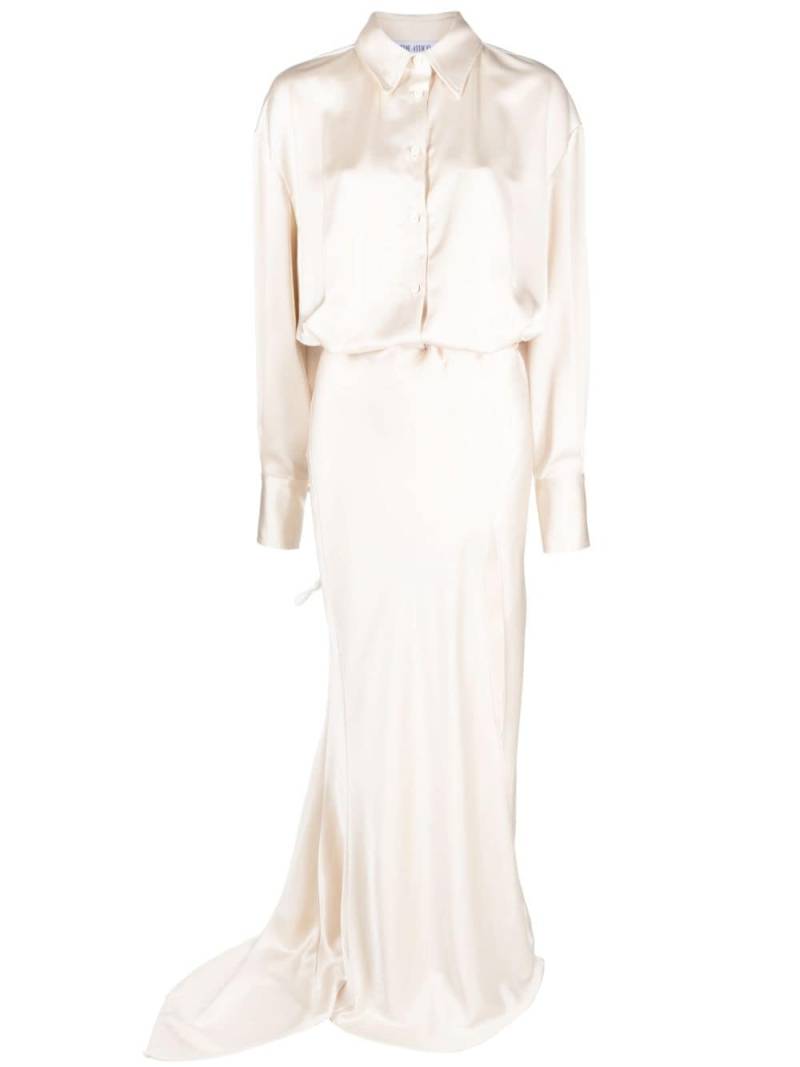 The Attico long-sleeve satin gown - Neutrals von The Attico