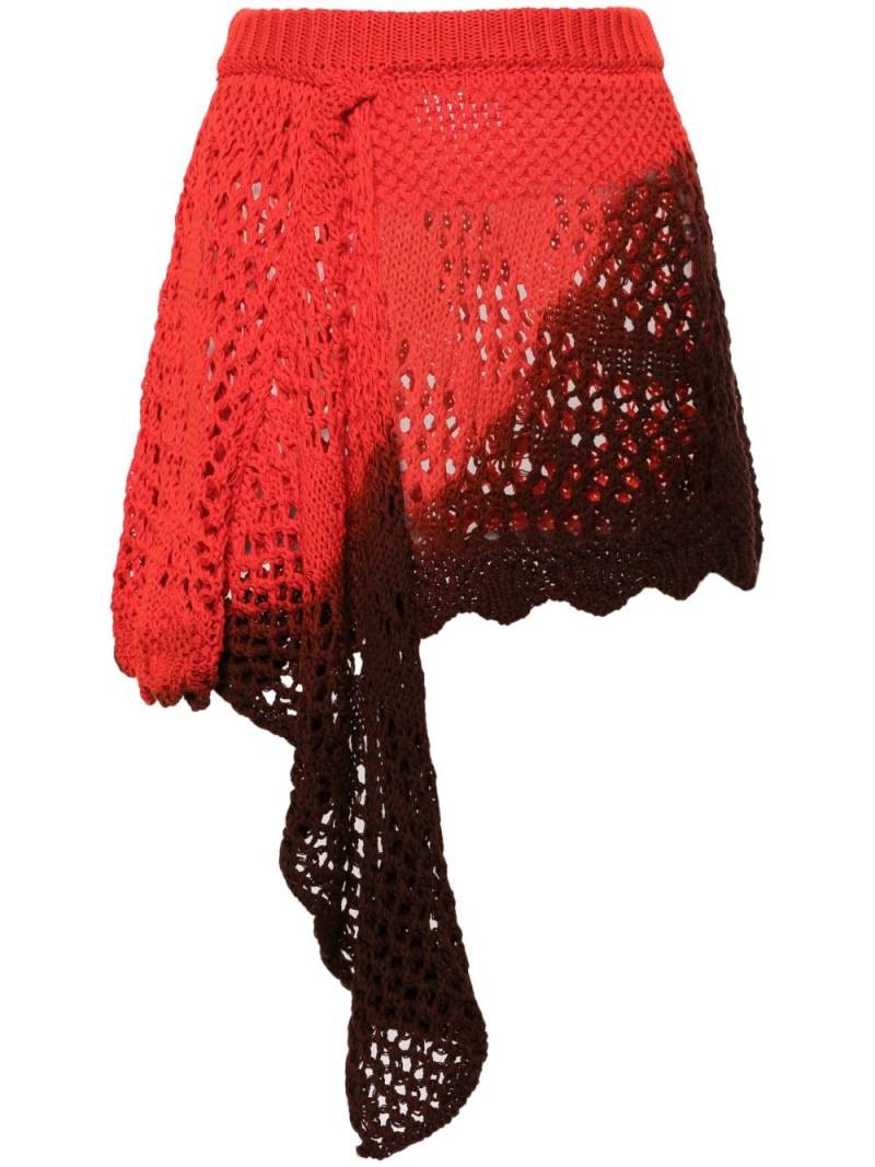 The Attico ombré open-knit miniskirt - Red von The Attico