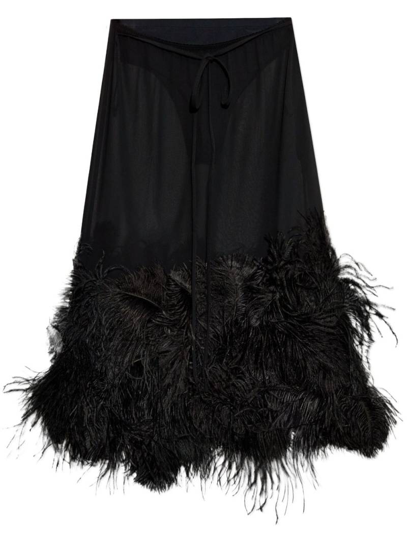 The Attico ostrich feather-trim midi skirt - Black von The Attico