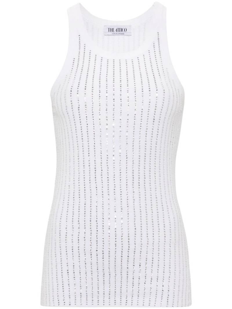 The Attico rhinestone-embellished cotton tank top - White von The Attico