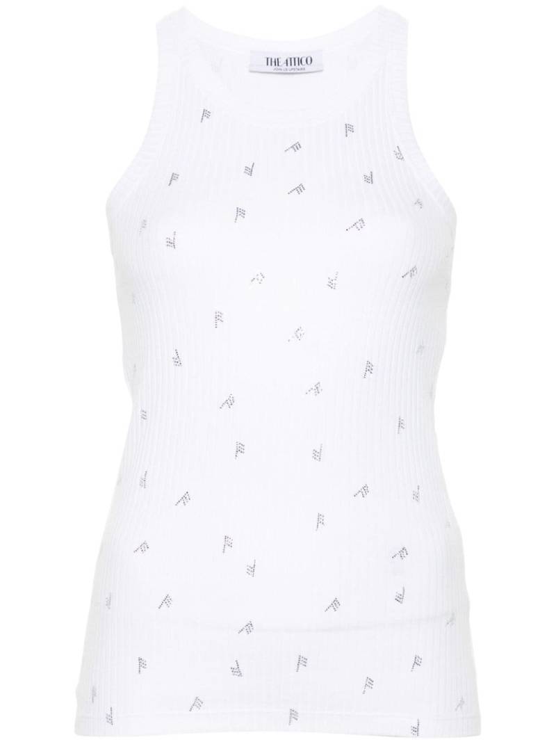 The Attico rhinestone-logo lettering tank top - White von The Attico