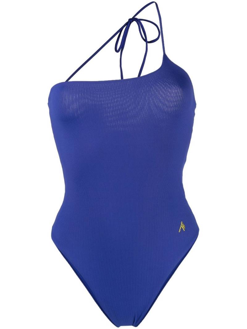 The Attico ribbed-knit one-shoulder swimsuit - Blue von The Attico