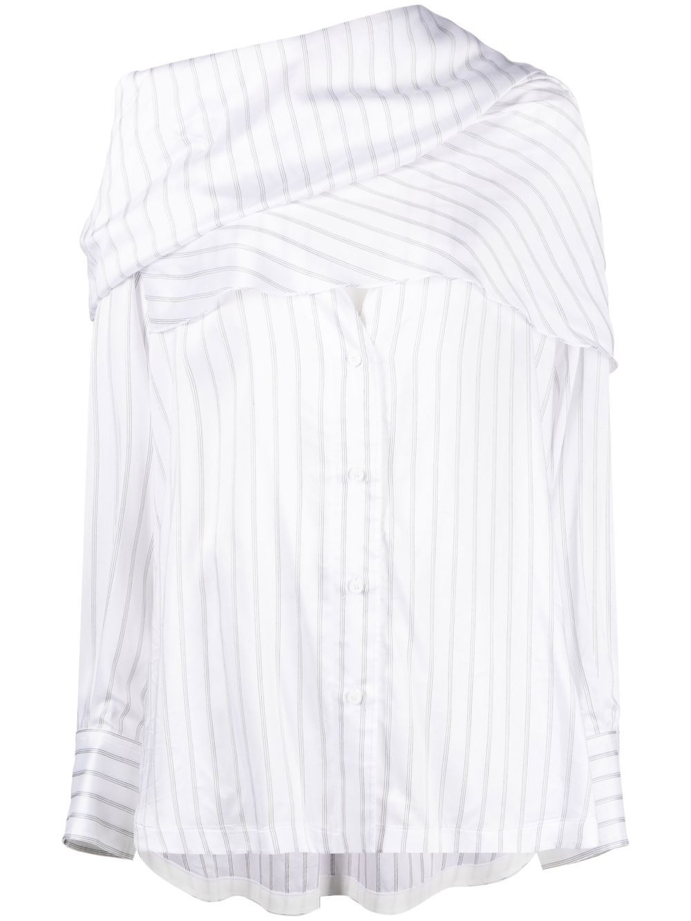 The Attico striped asymmetric shirt - White von The Attico