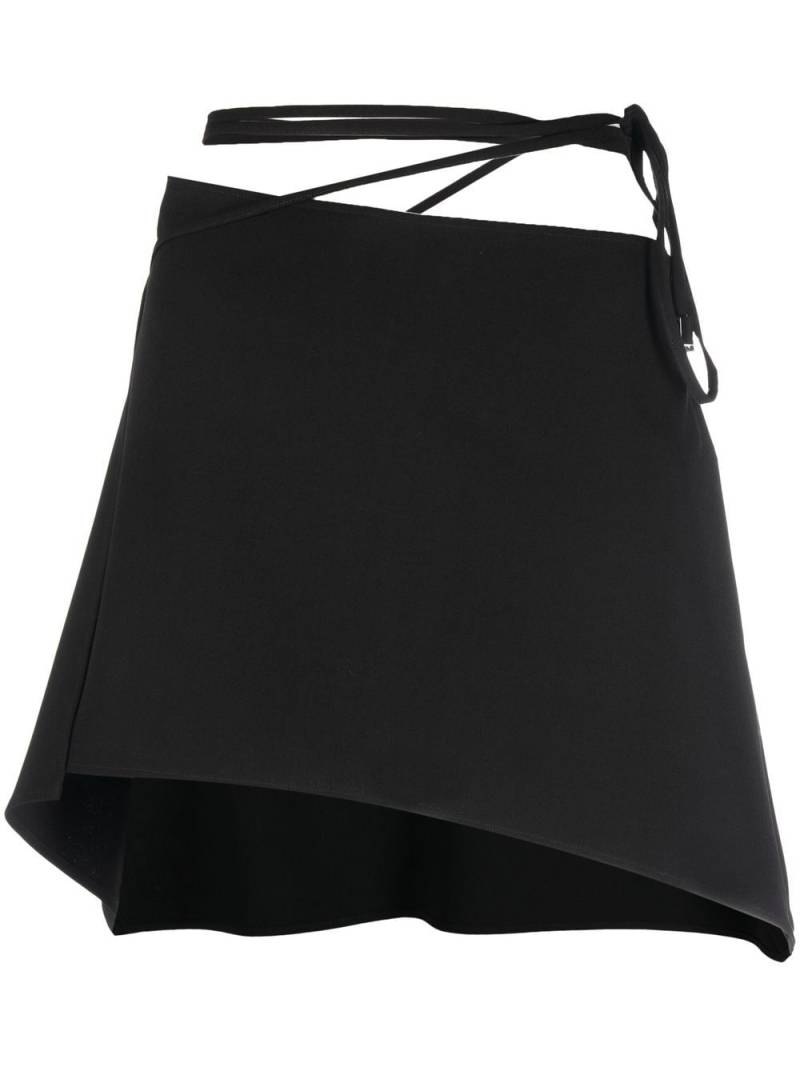 The Attico tied-waist asymmetric mini skirt - Black von The Attico