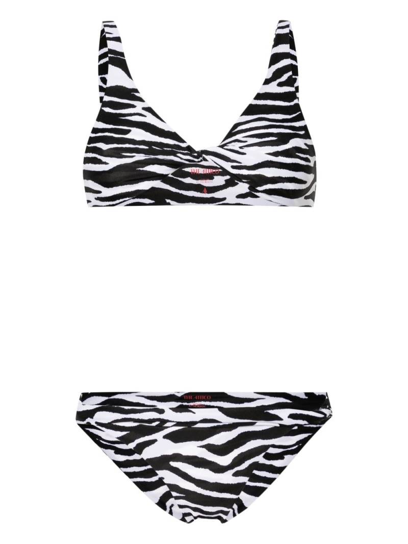 The Attico twist-detailing zebra-print bikini - White von The Attico