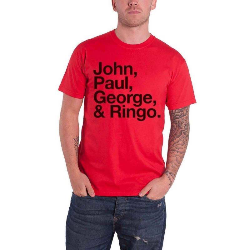 The Beatles - John Paul George & Ringo TShirt, für Damen, Rot Bunt, Größe L von The Beatles