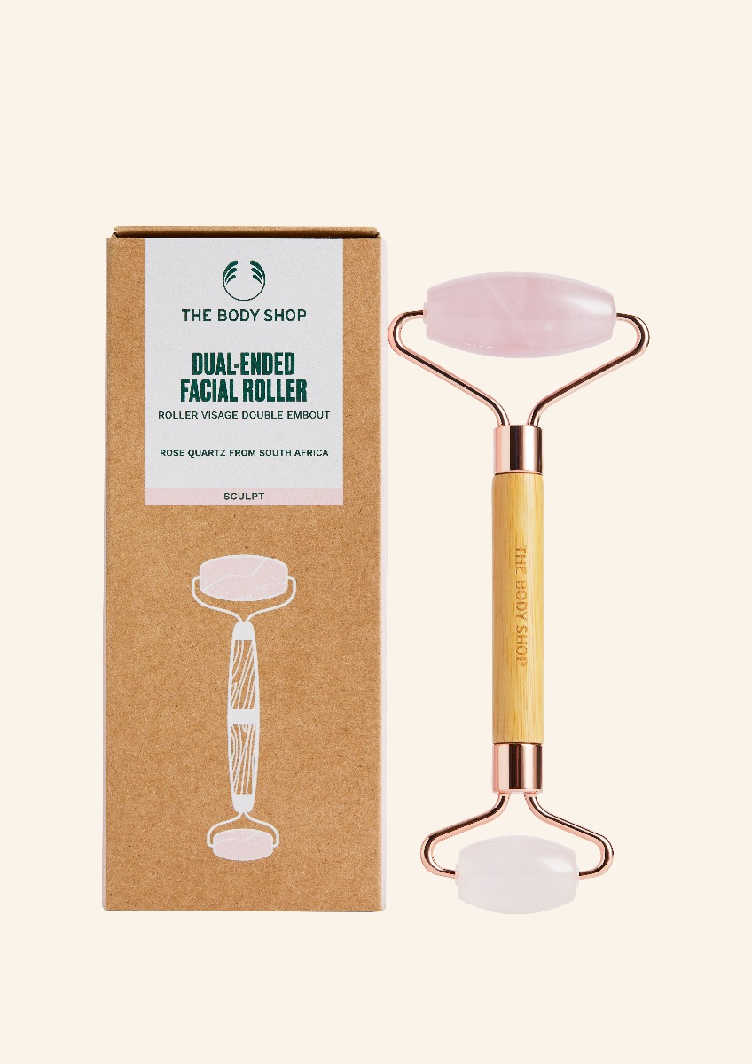 Rosenquarz Gesichtsmassager Dual Roller von The Body Shop