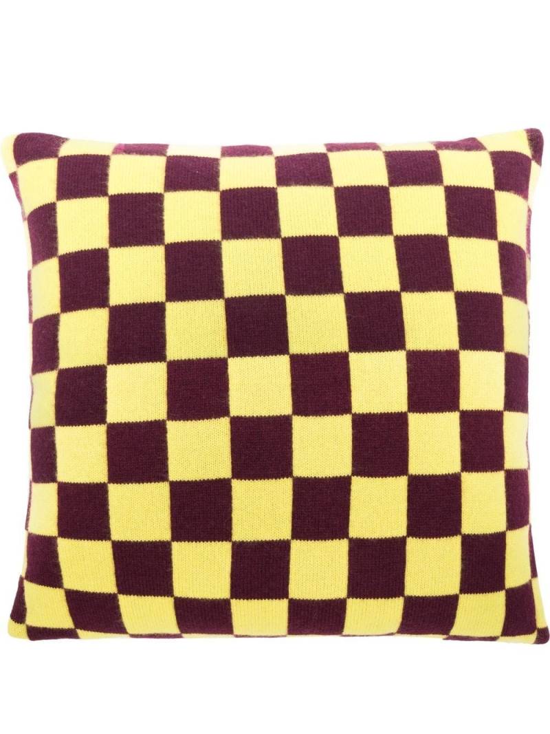 The Elder Statesman checkerboard-pattern cashmere cushion - Yellow von The Elder Statesman