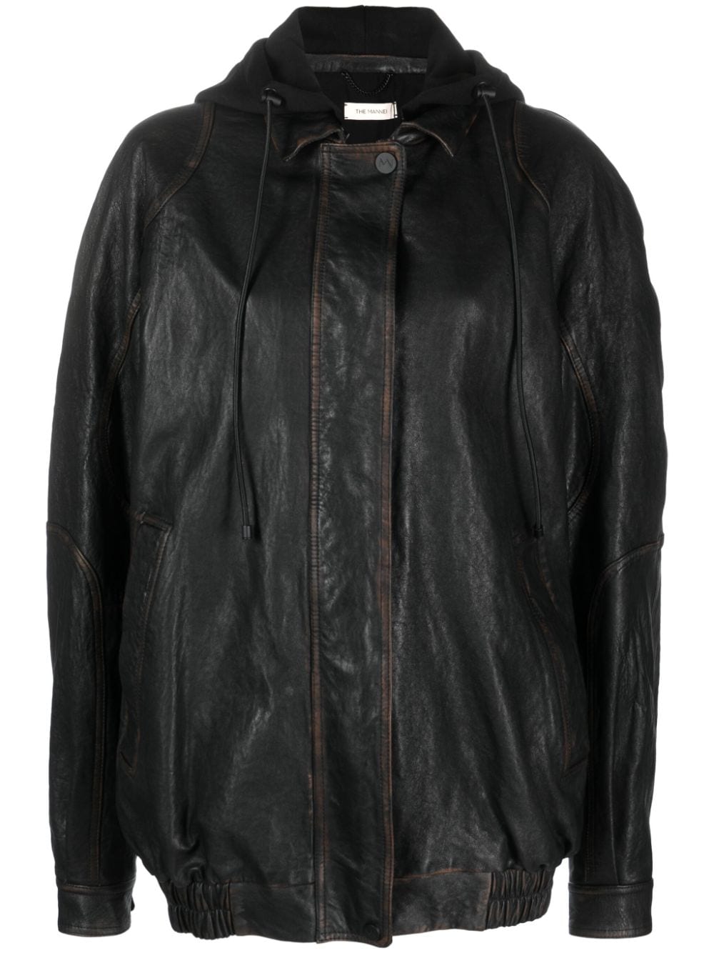 The Mannei Batumi drawstring-hood leather jacket - Black von The Mannei