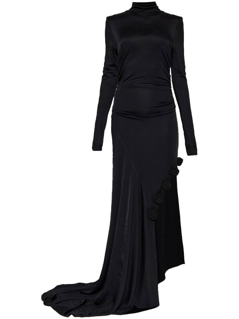 The Mannei floral-appliqué side-slit evening dress - Black von The Mannei