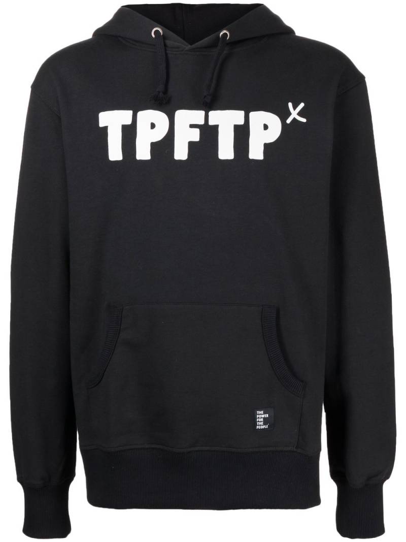 The Power For The People logo print drawstring hoodie - Black von The Power For The People