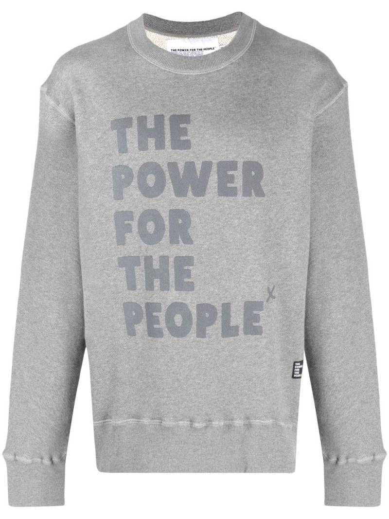 The Power For The People logo-print organic-cotton sweatshirt - Grey von The Power For The People