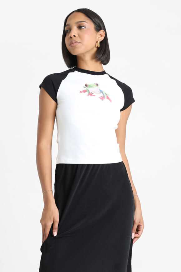 The Ragged Priest Crop T-Shirt | White + Black | Damen  | S von The Ragged Priest