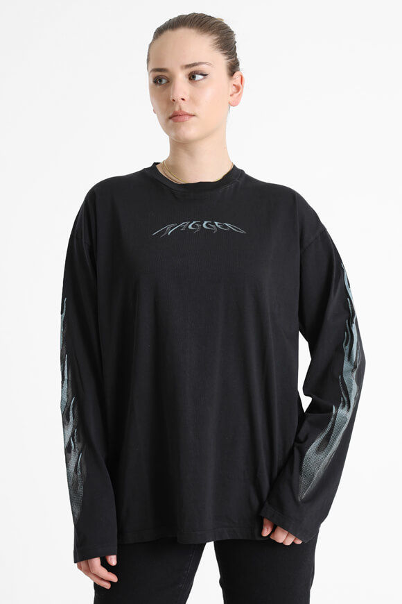 The Ragged Priest Nitric Oversize Langarmshirt | Black + Blue | Damen | S The Ragged Priest Nitric Oversize Langarmshirt | Black + Blue | Damen | S von The Ragged Priest