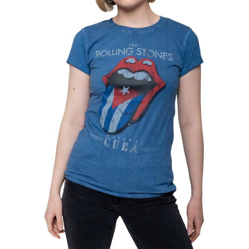 Havana Cuba Tshirt Damen Blau Denim S von The Rolling Stones