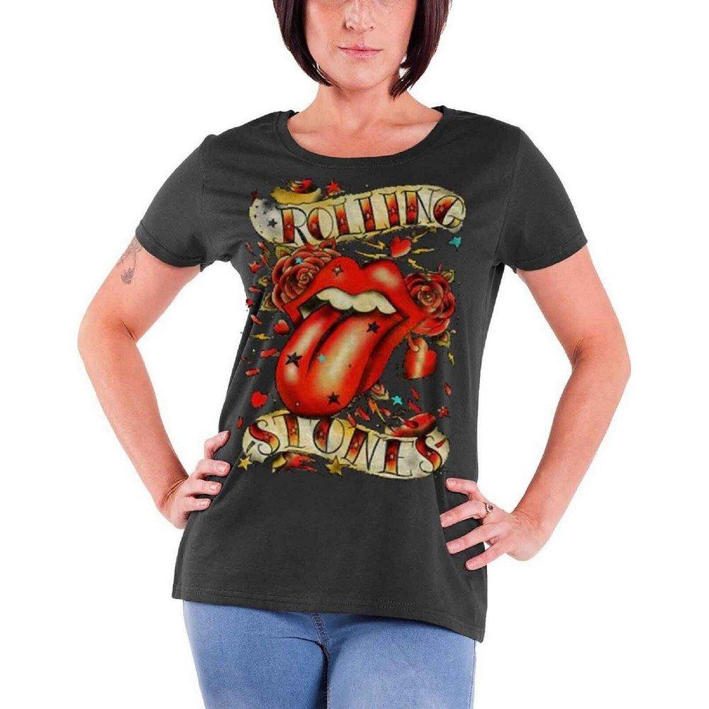 Tshirt Logo Damen Grau M von The Rolling Stones