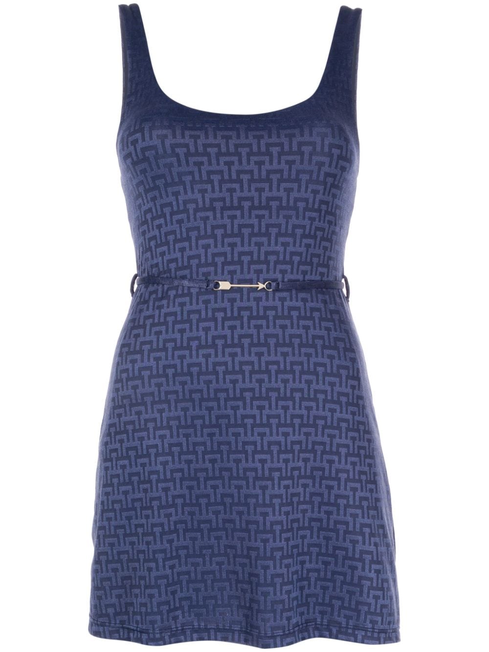 The Upside monogram-jacquard belted dress - Blue von The Upside