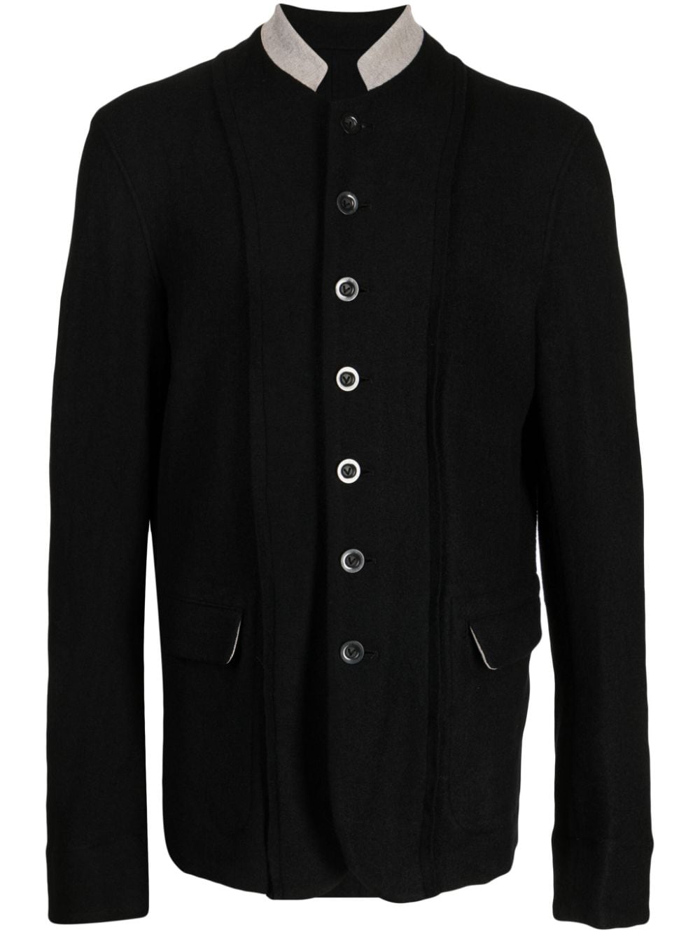 The Viridi-Anne Fullling contrasting-collar felted blazer - Black von The Viridi-Anne