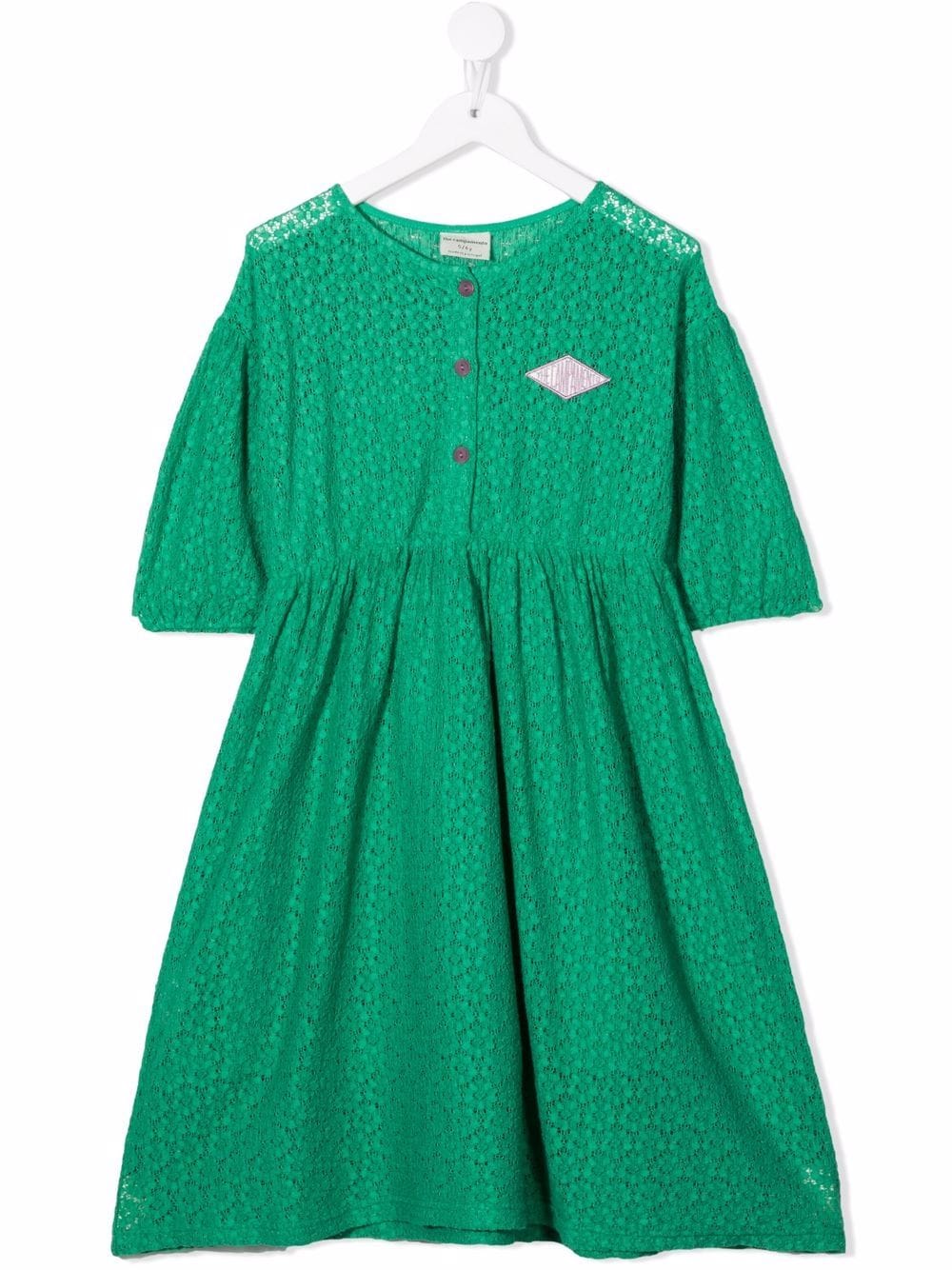 The campamento floral-lace logo-patch dress - Green von The campamento