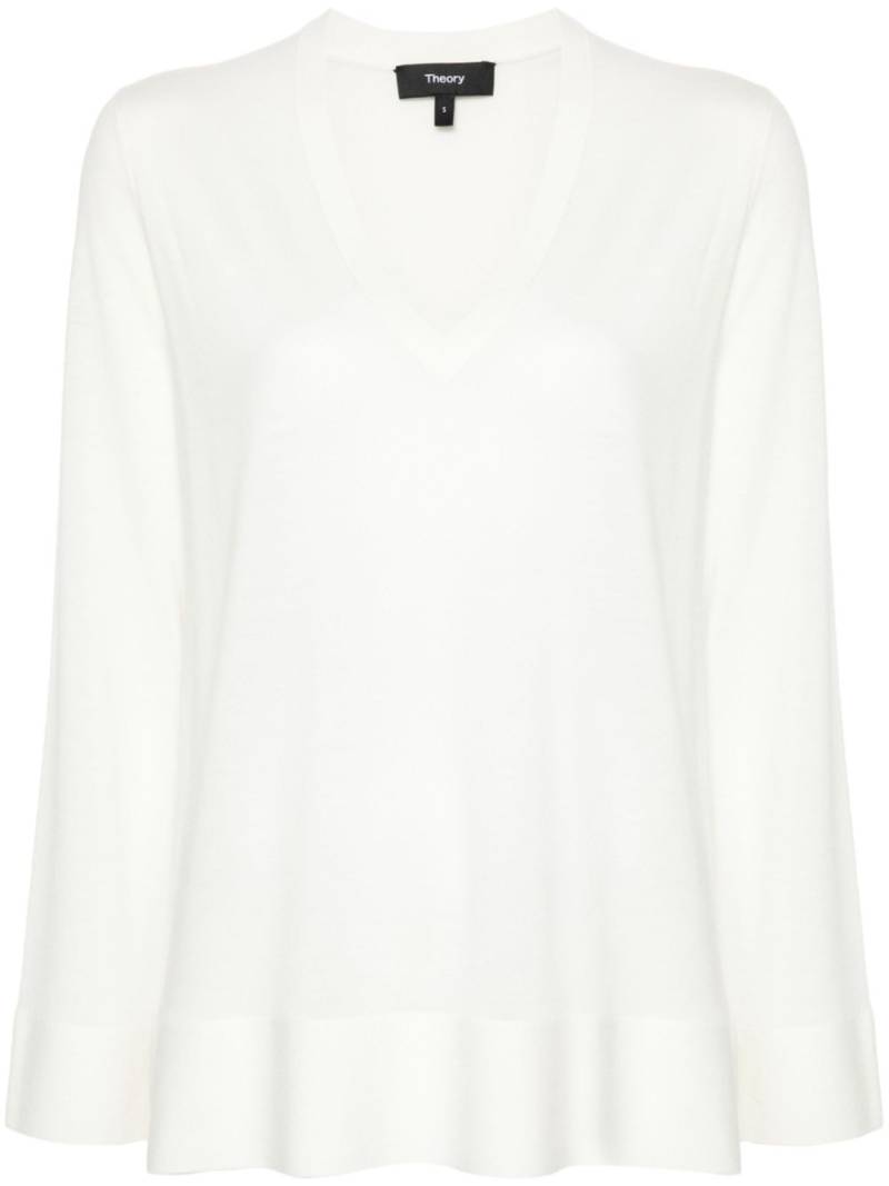 Theory V-neck fine-knit jumper - White von Theory