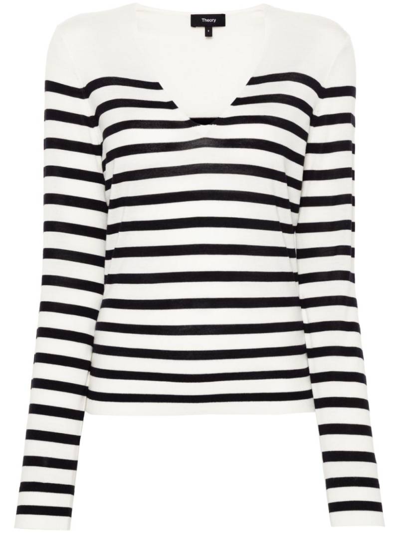 Theory V-neck striped jumper - White von Theory