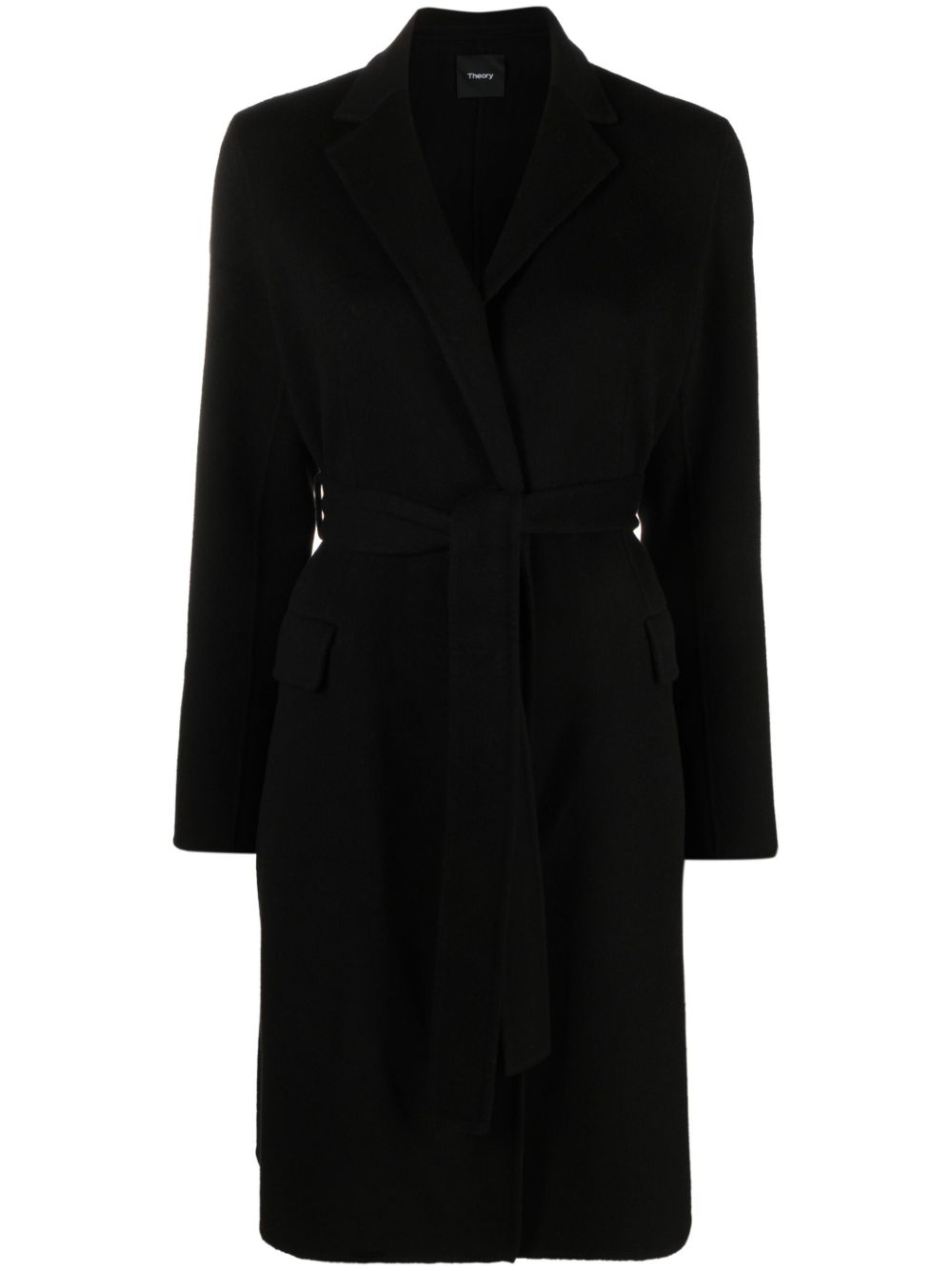 Theory belted-waist wool-cashmere coat - Black von Theory