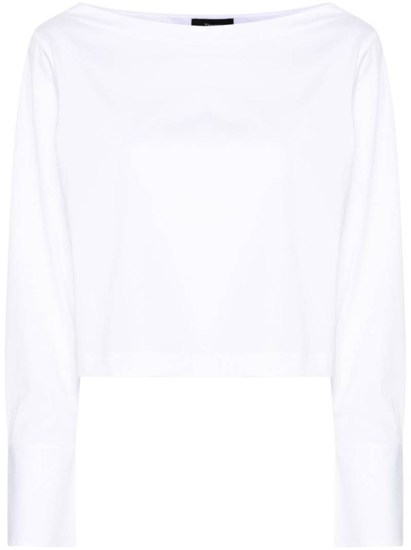 Theory boat-neck poplin blouse - White von Theory