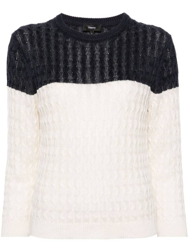 Theory colour-block cable-knit jumper - Blue von Theory