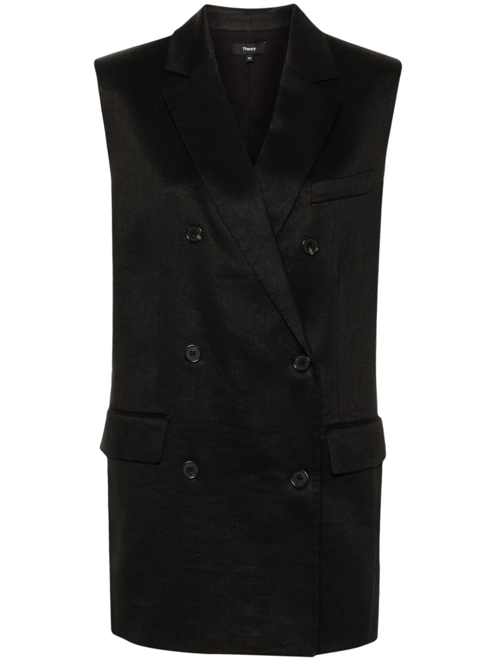 Theory double-breasted linen blend gilet - Black von Theory