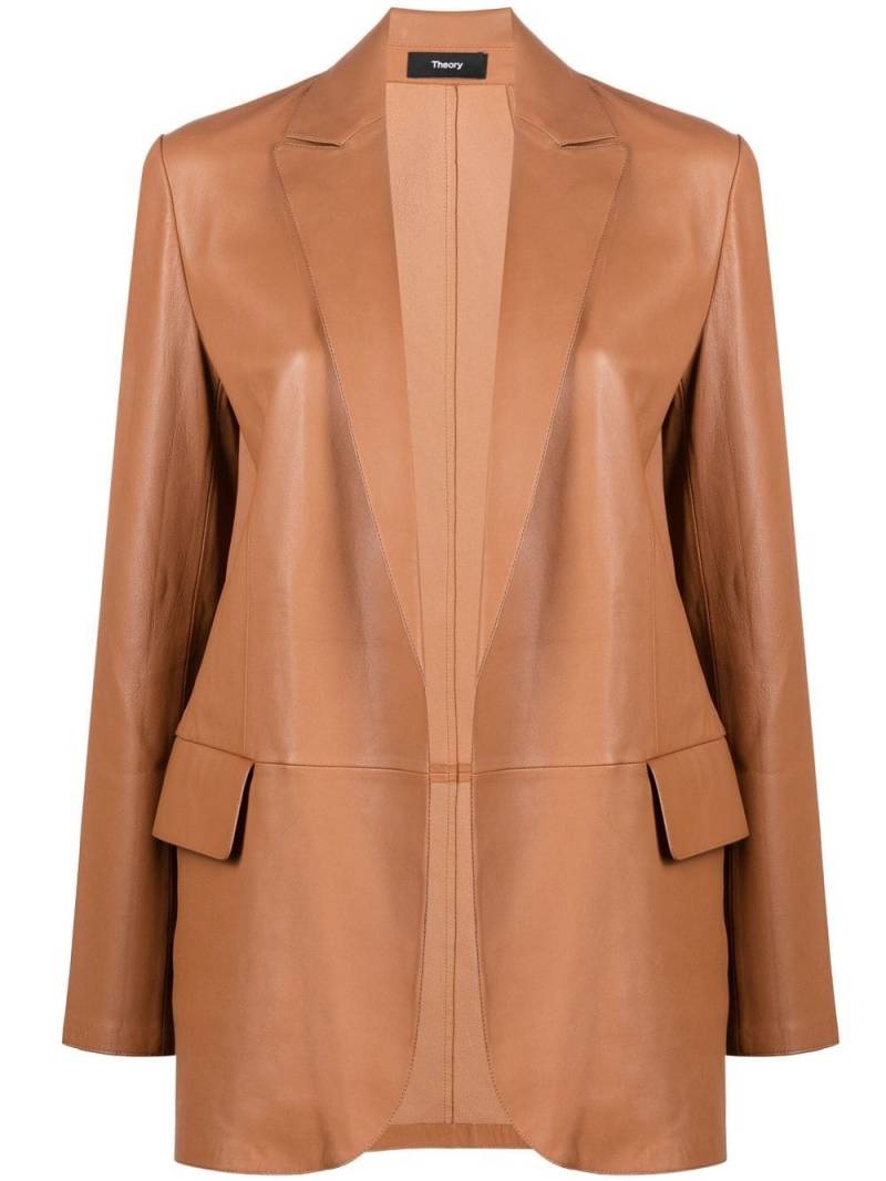 Theory leather open front blazer - Brown von Theory