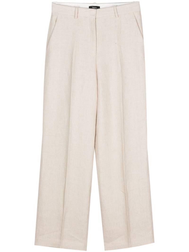 Theory linen straight-leg trousers - Neutrals von Theory