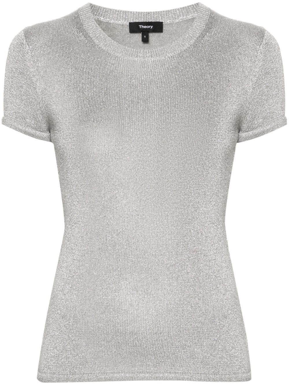 Theory metallic-threading short-sleeve jumper - Silver von Theory