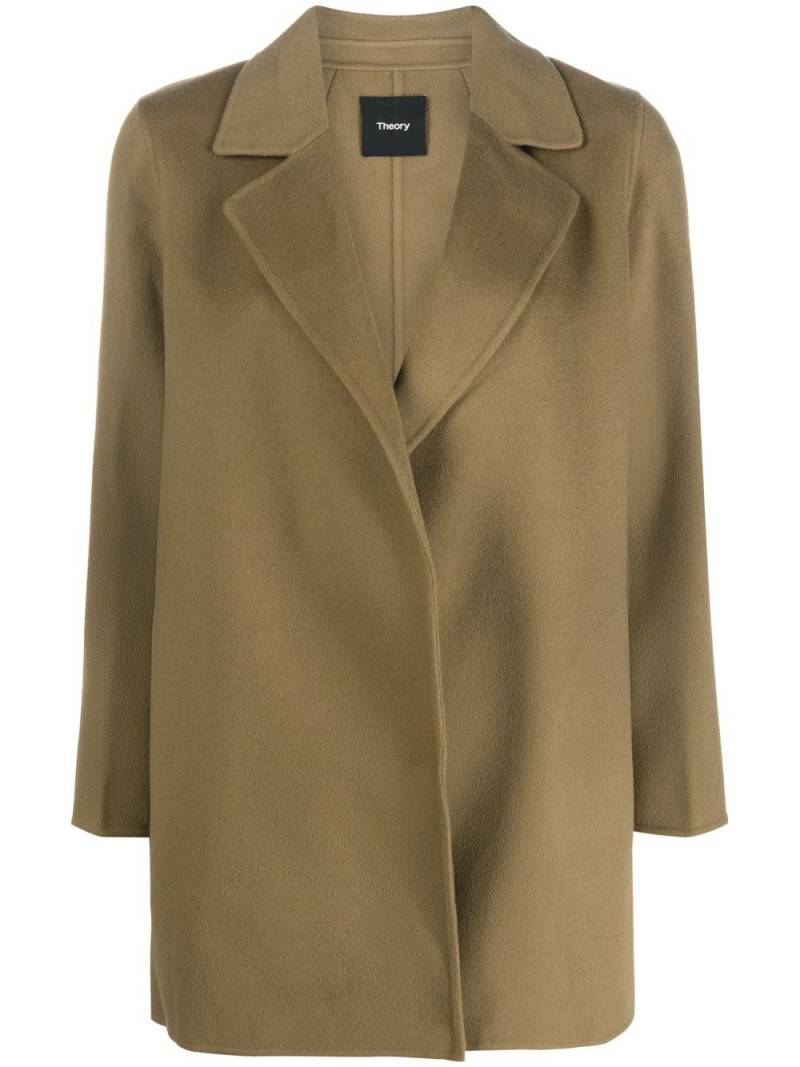 Theory off-centre fastening coat - Green von Theory