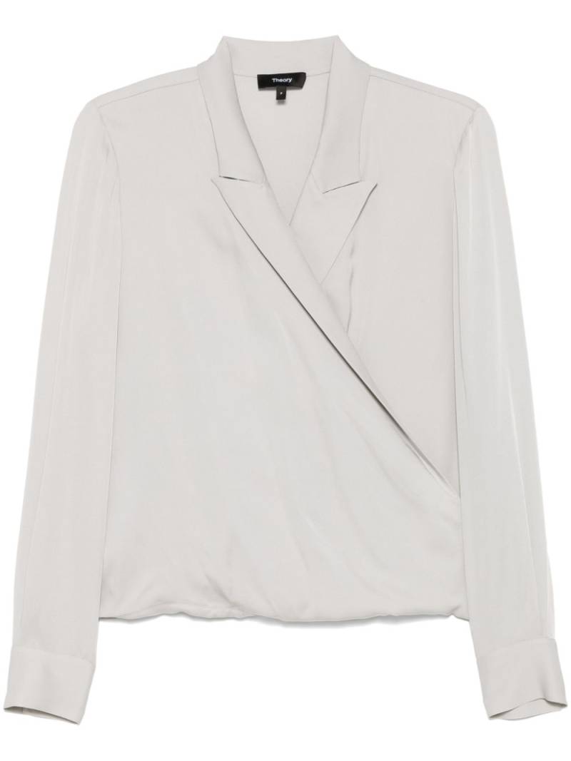 Theory peak lapel wrap blouse - Grey von Theory