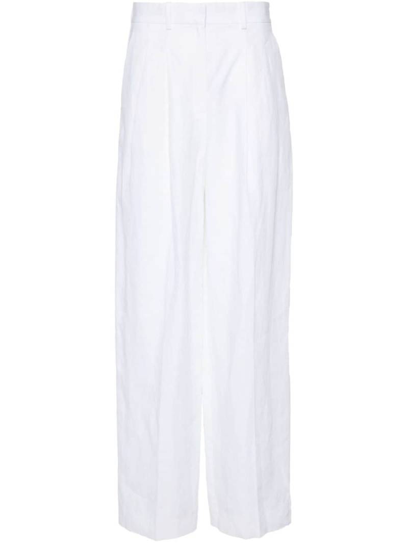 Theory pleat-detailing linen trousers - White von Theory