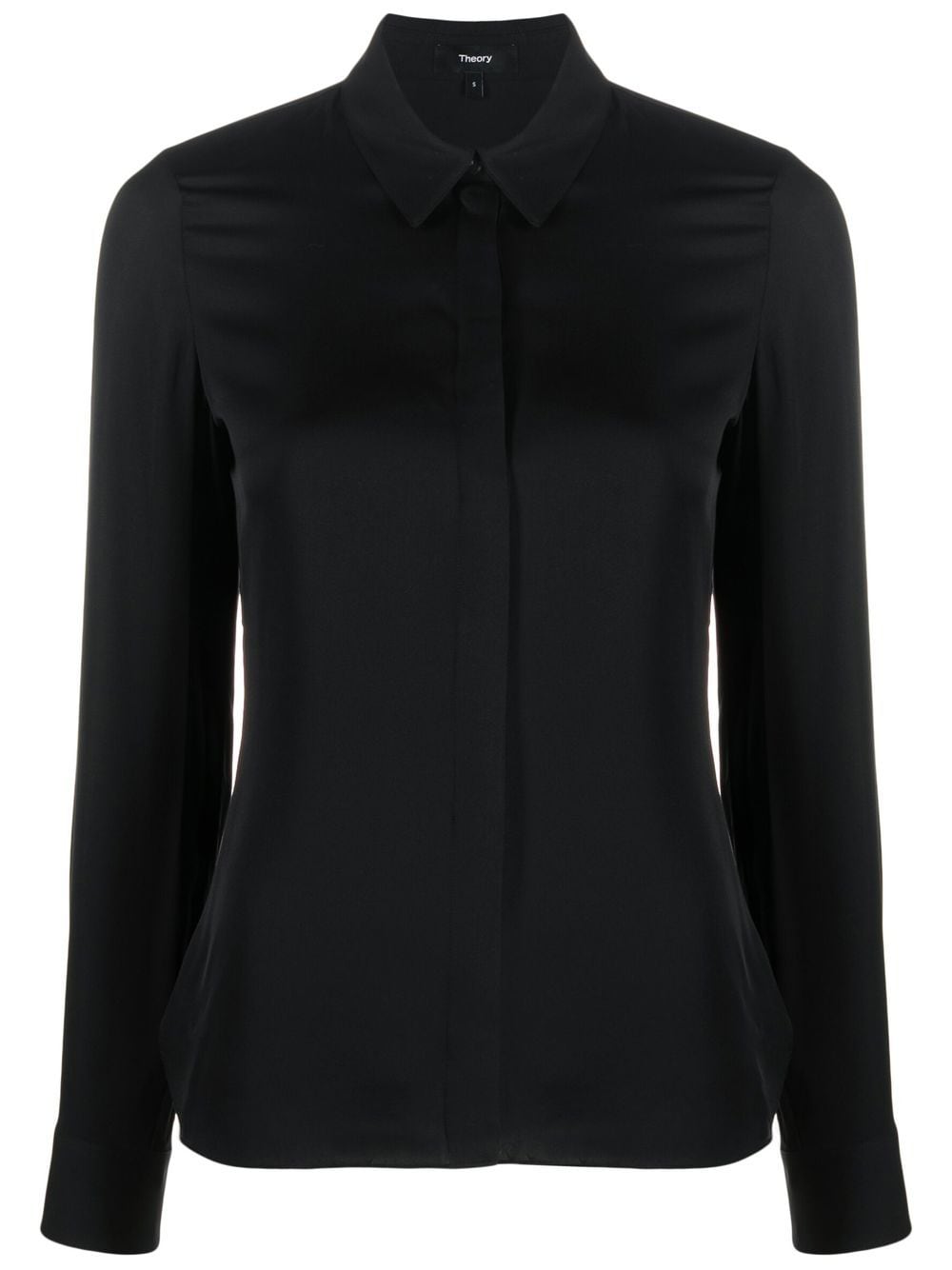 Theory silk concealed placket shirt - Black von Theory