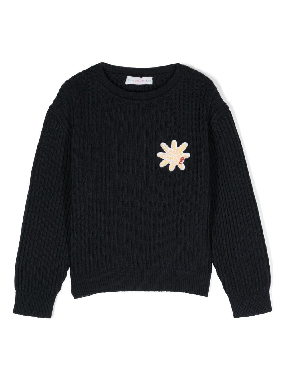 There Was One Kids Sun-patch ribbed crew-neck jumper - Blue von There Was One Kids