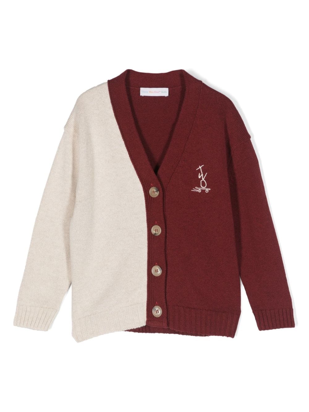 There Was One Kids colour-block V-neck cardigan - Neutrals von There Was One Kids