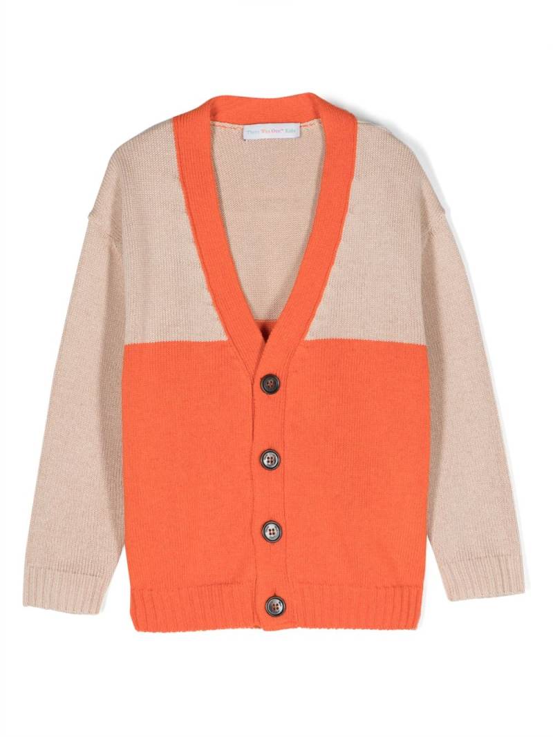 There Was One Kids colour-block V-neck cardigan - Orange von There Was One Kids