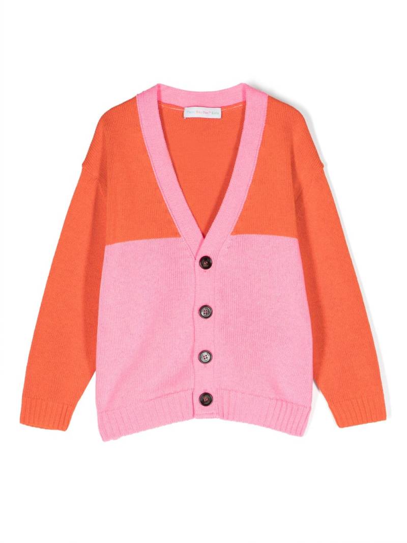 There Was One Kids colour-block V-neck cardigan - Orange von There Was One Kids