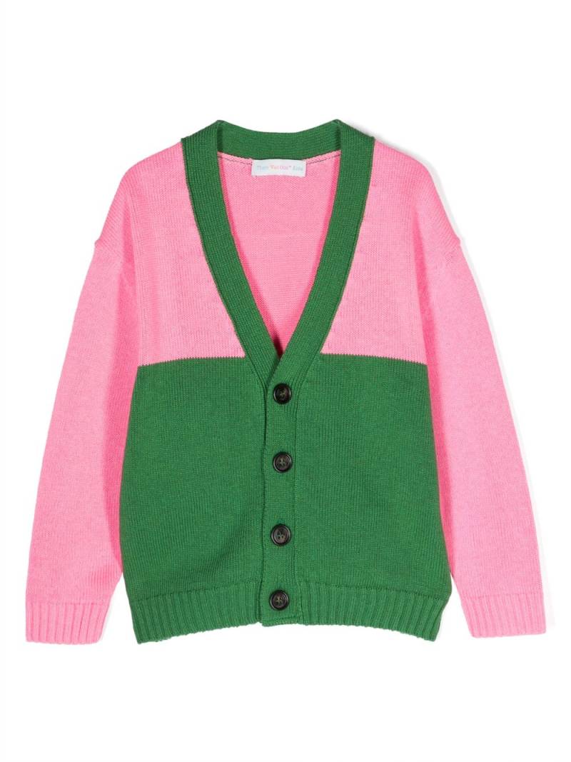 There Was One Kids colour-block V-neck cardigan - Pink von There Was One Kids