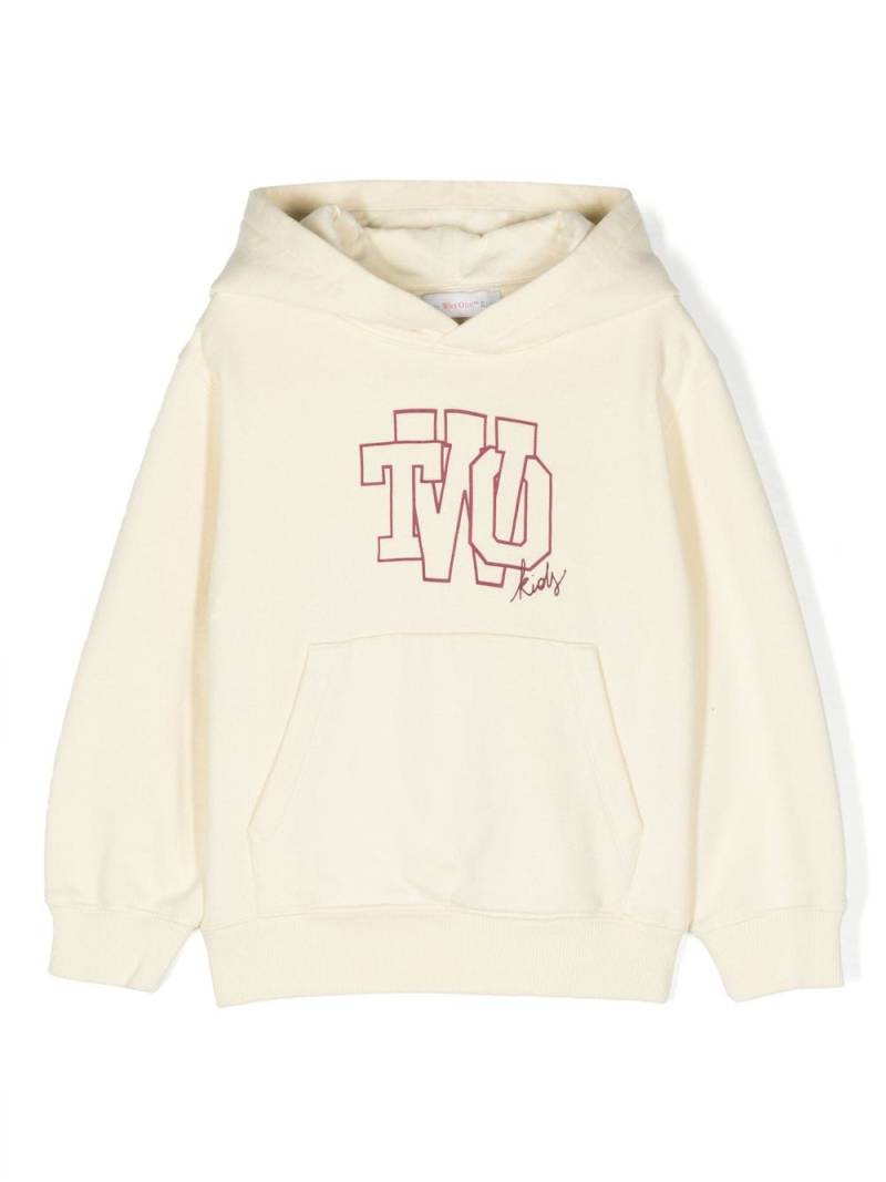 There Was One Kids logo-print cotton hoodie - Neutrals von There Was One Kids