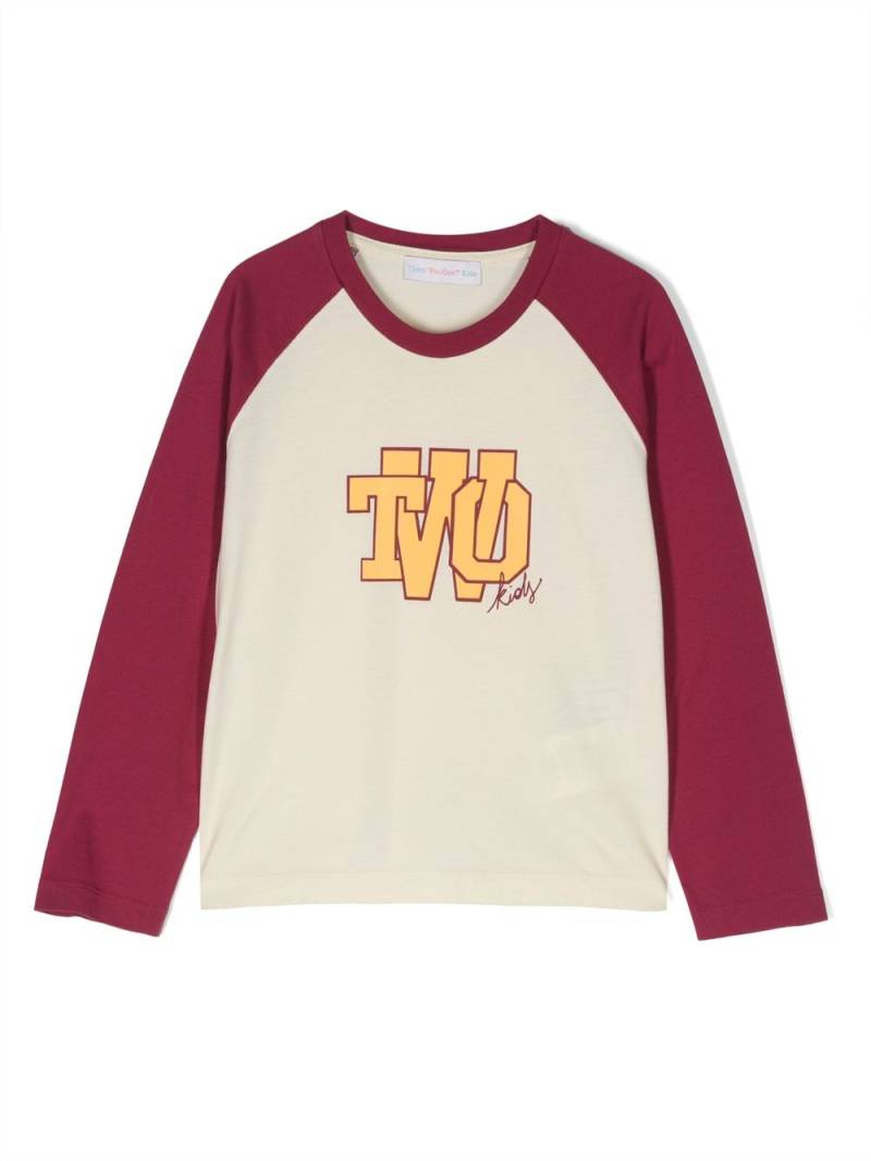 There Was One Kids logo-print cotton long-sleeve T-shirt - Neutrals von There Was One Kids