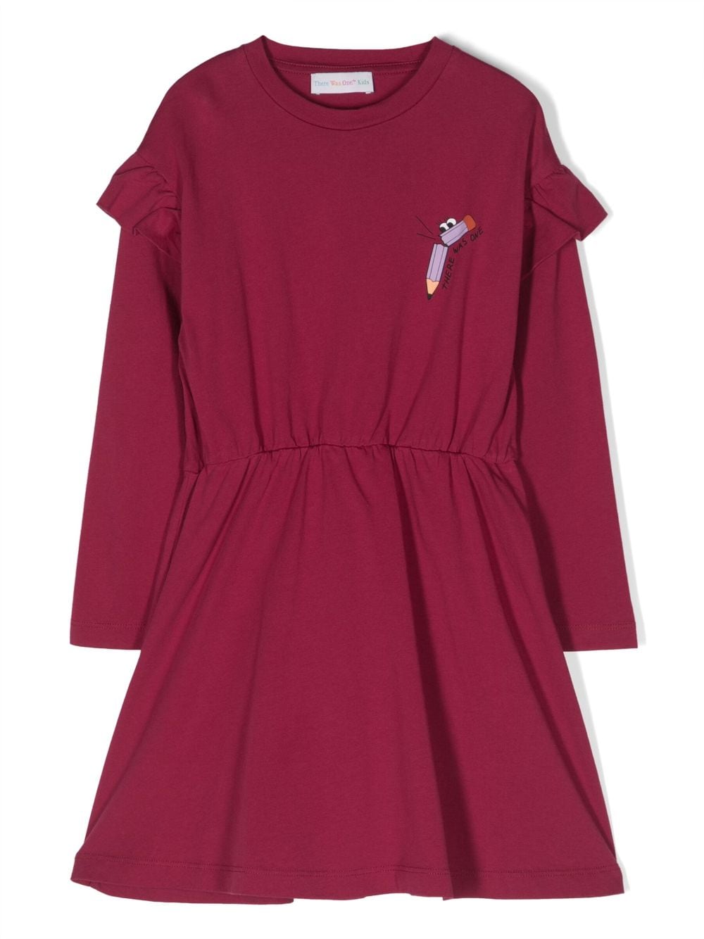 There Was One Kids logo-print ruffled cotton dress - Red von There Was One Kids